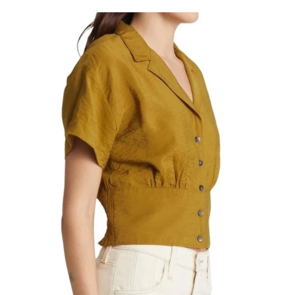 Madewell Drapey Banded Bottom Button-Down Women’s Blouse M - Picture 3 of 8